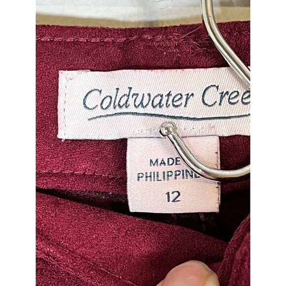 Coldwater Creek Suede Pant 12 Red Wide Leg Festive Classic Chic Preppy Holiday - Picture 2 of 11